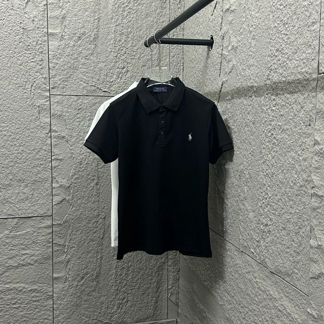 🅿️180 Ralph Lauren POLO 2025 Spring and Summer New Style Simple logo small embroidery pique fabric Short-sleeved polo for men and women Size: M L XL 2XL 3XL Color: Black White
